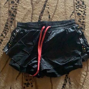 Black athletic shorts spandex lining